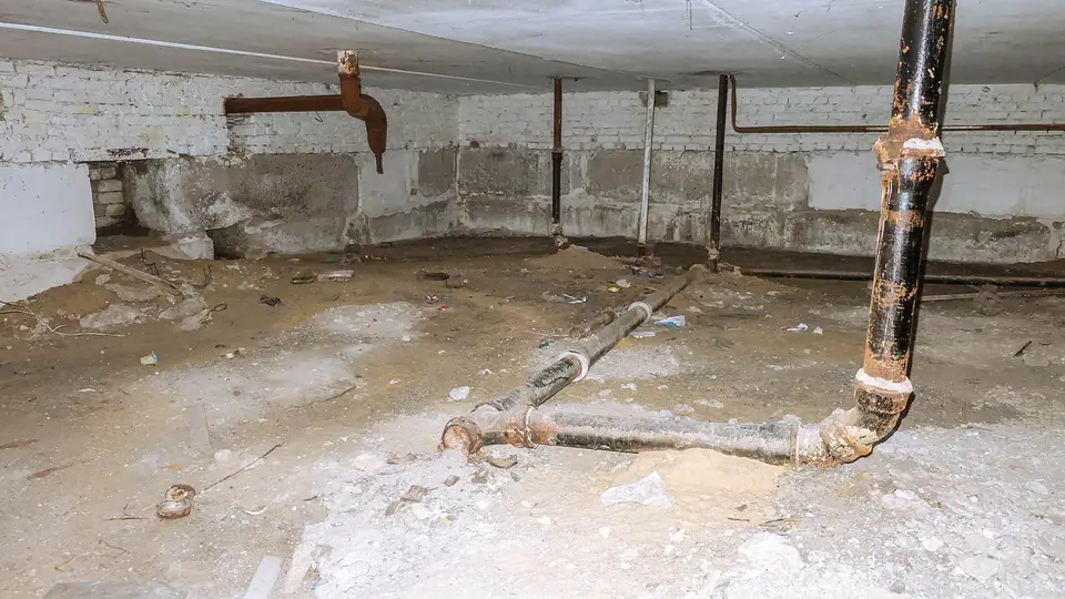 Plumber repairing pipes in an older home