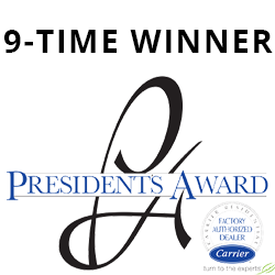 Nine time Carrier President's Award winner for excellence in HVAC service.